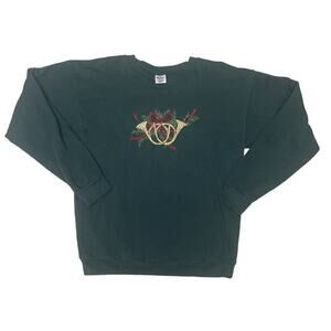 VTG Christmas Sweatshirt Mens XL Green Christmas 90s